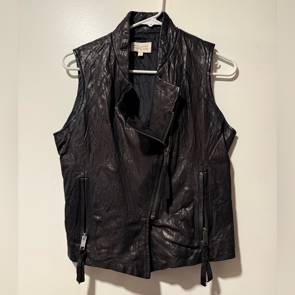 Nili Lotan Black Leather Vest